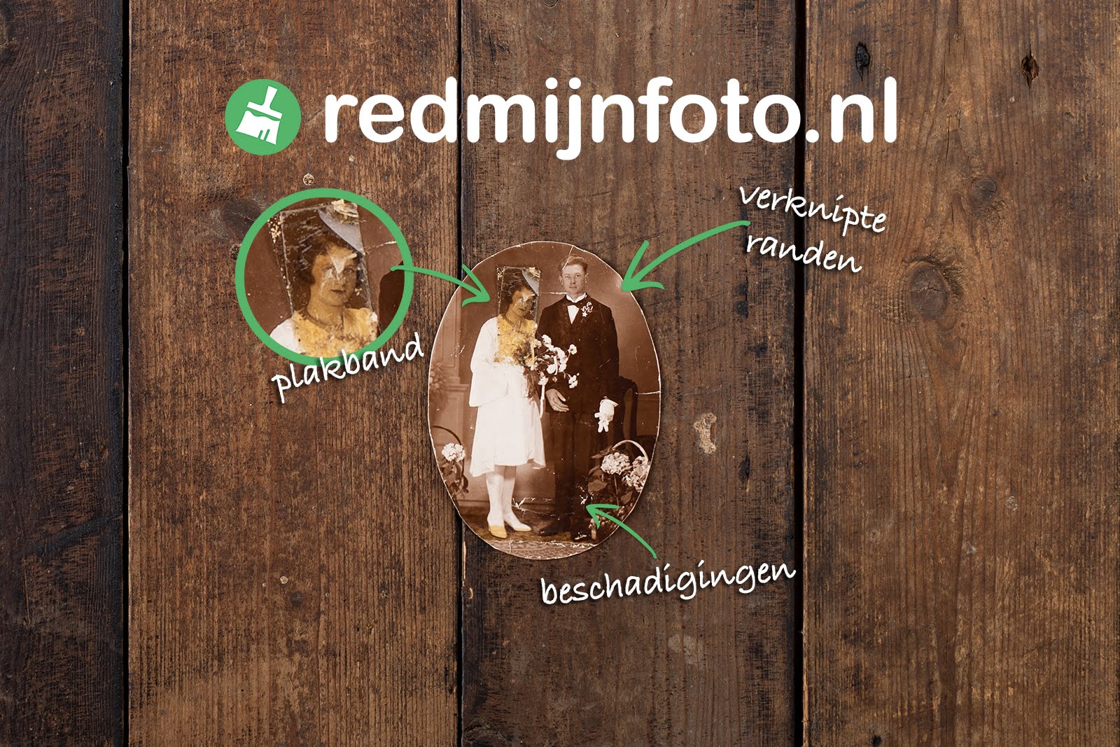 Beschadigde trouwfoto repareren en restaureren