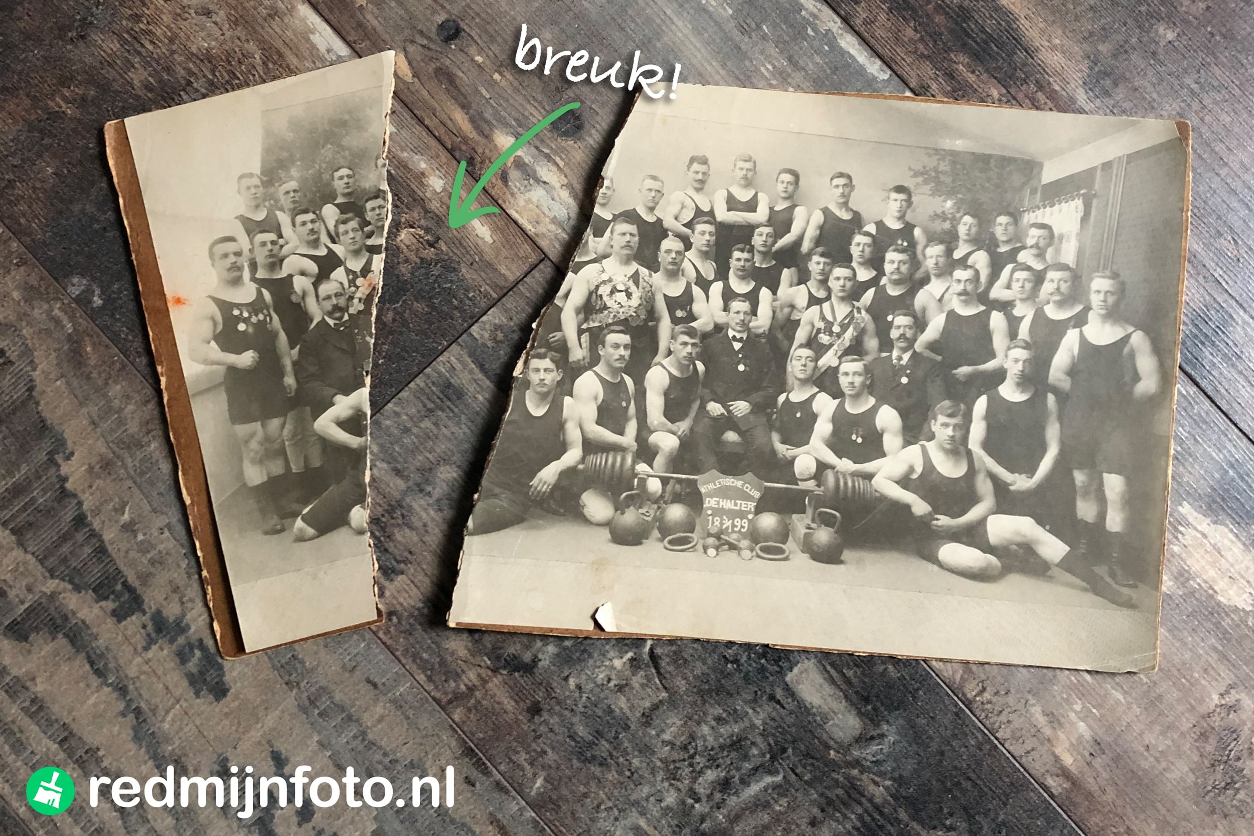 Herstellen van een oude gescheurde foto